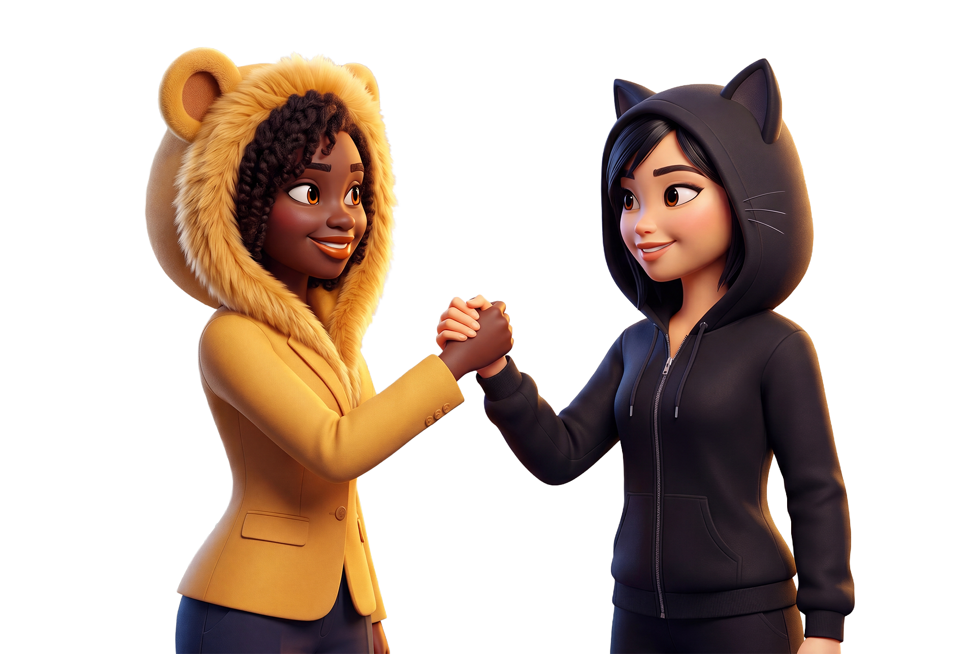 Ember and Sage handshake
