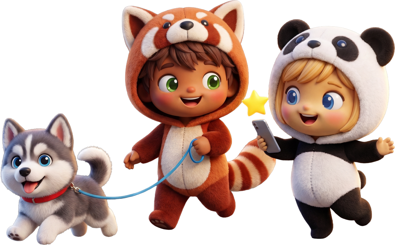 Pip and Rio doing chores
